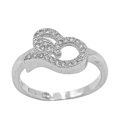 ANILLO CORAZON PLATA ACABADO EN RODIO Y CIRCONITAS