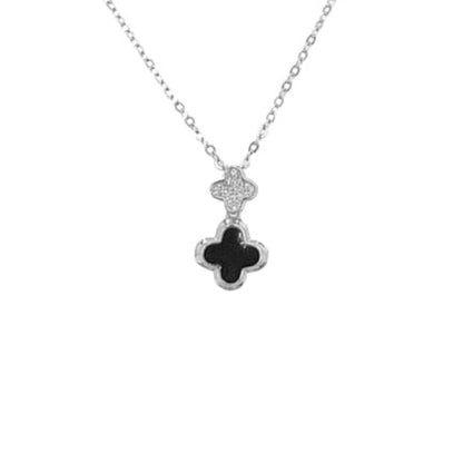 COLLAR PLATA ACABADO EN RODIO ESMALTE NEGRO Y CIRCONITAS