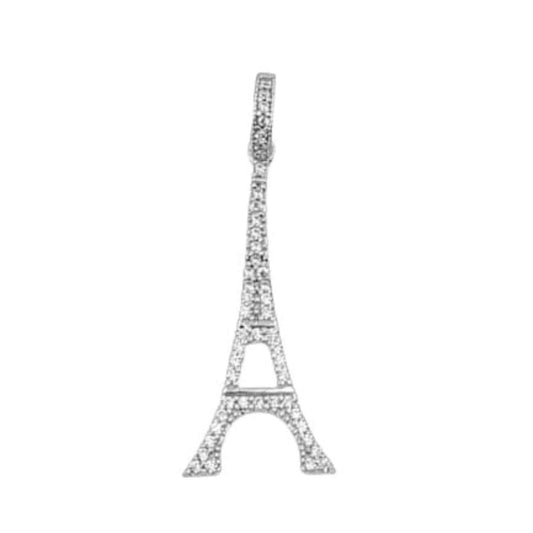 COLGANTE TORRE EIFFEL PLATA ACABADO EN RODIO Y CIRCONITAS