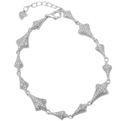 PULSERA PLATA ACABADO RODIO CIRCONITAS BLANCAS CIERRE MOSQUETON