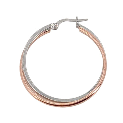 AROS PLATA ACABADO BICOLOR RODIO Y ROSA LISO BRILLO