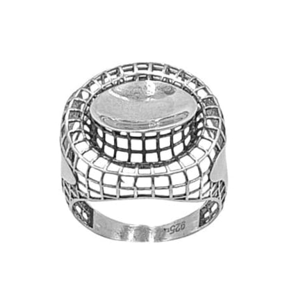 ANILLO PLATA ACABADO RODIO CALADO LISO BRILLO