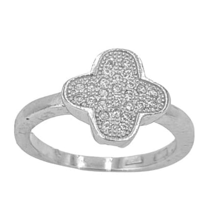 ANILLO CRUZ PLATA ACABADO RODIO CIRCONITAS