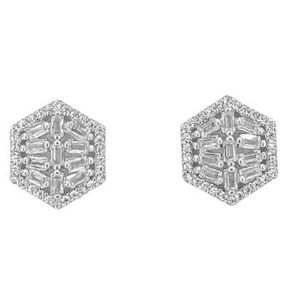 PENDIENTES PLATA ACABADO RODIO CIRCONITAS CIERRE PRESION