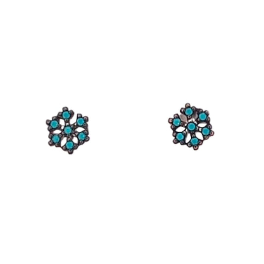 PENDIENTES PLATA ACABADO ROSA RUTENIO TURQUESAS NATURAL CIERRE PRESION
