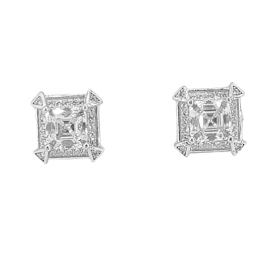 PENDIENTES PLATA ACABADO RODIO CIRCONITAS CIERRE PRESION