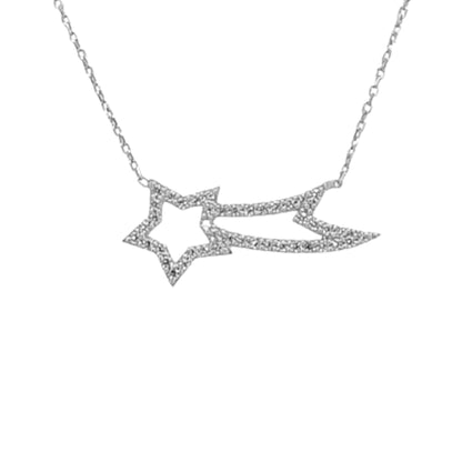 COLLAR ESTRELLA PLATA ACABADO RODIO CIRCONITAS
