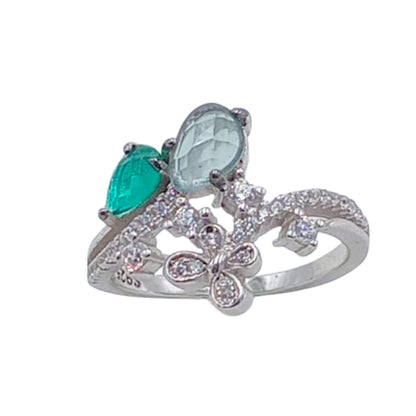 ANILLO PLATA ACABADO RODIO CIRCONITAS