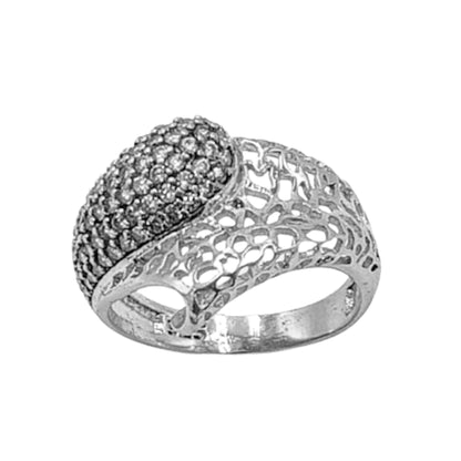 ANILLO PLATA ACABADO RODIO CALADO CIRCONITAS