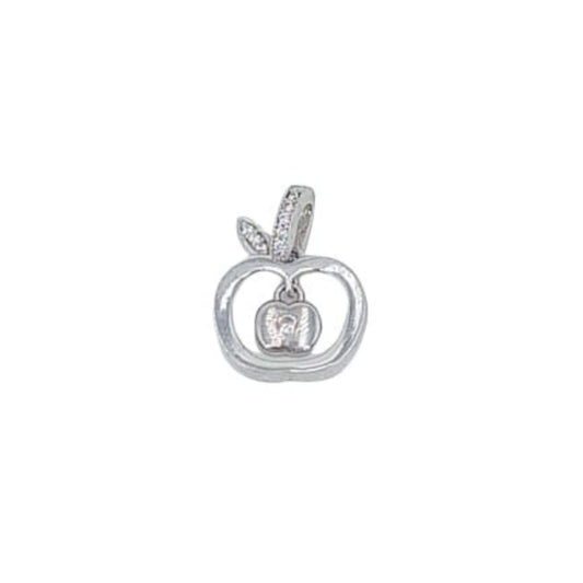 COLGANTE MANZANA PLATA ACABADO RODIO CIRCONITAS