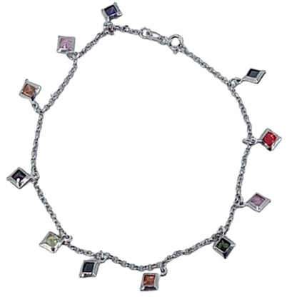 TOBILLERA PLATA ACABADO RODIO CIRCONITAS