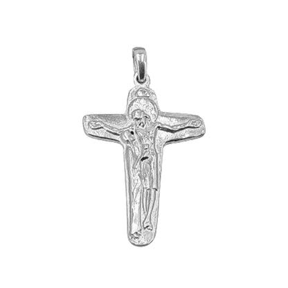 CRUZ CRISTO RELIEVE PLATA ACABADO PLATEADO BRILLO LABRADO