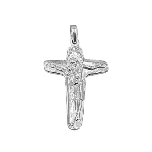 CRUZ CRISTO RELIEVE PLATA ACABADO PLATEADO BRILLO LABRADO