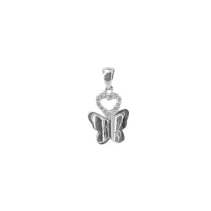 COLGANTE MARIPOSA PLATA ACABADO RODIO CIRCONITAS