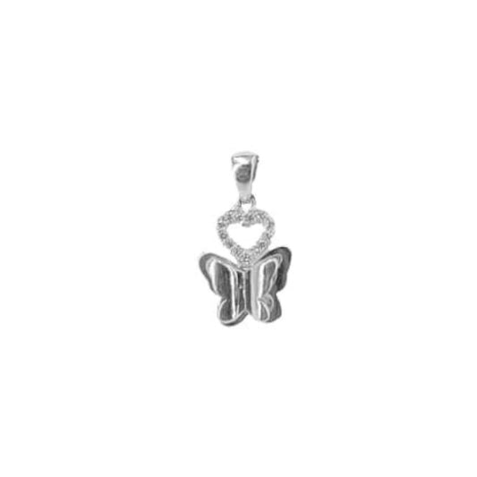 COLGANTE MARIPOSA PLATA ACABADO RODIO CIRCONITAS