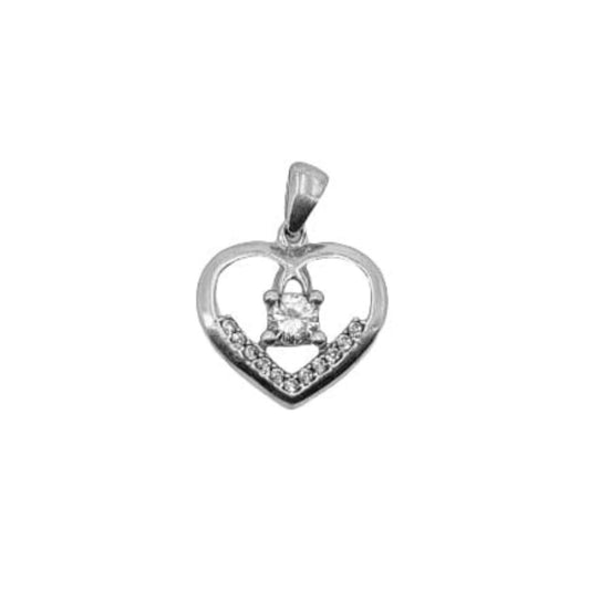 COLGANTE CORAZON PLATA ACABADO RODIO CIRCONITAS