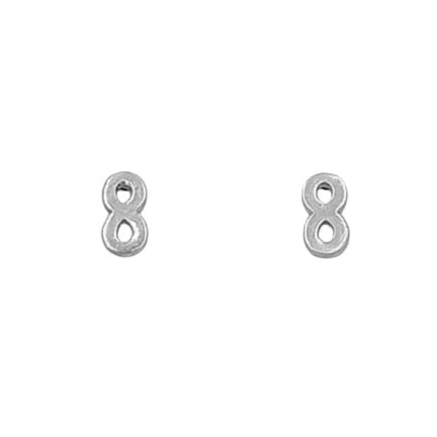 PENDIENTES INFINITO PLATA ACABADO RODIO LISO BRILLO CIERRE PRESION