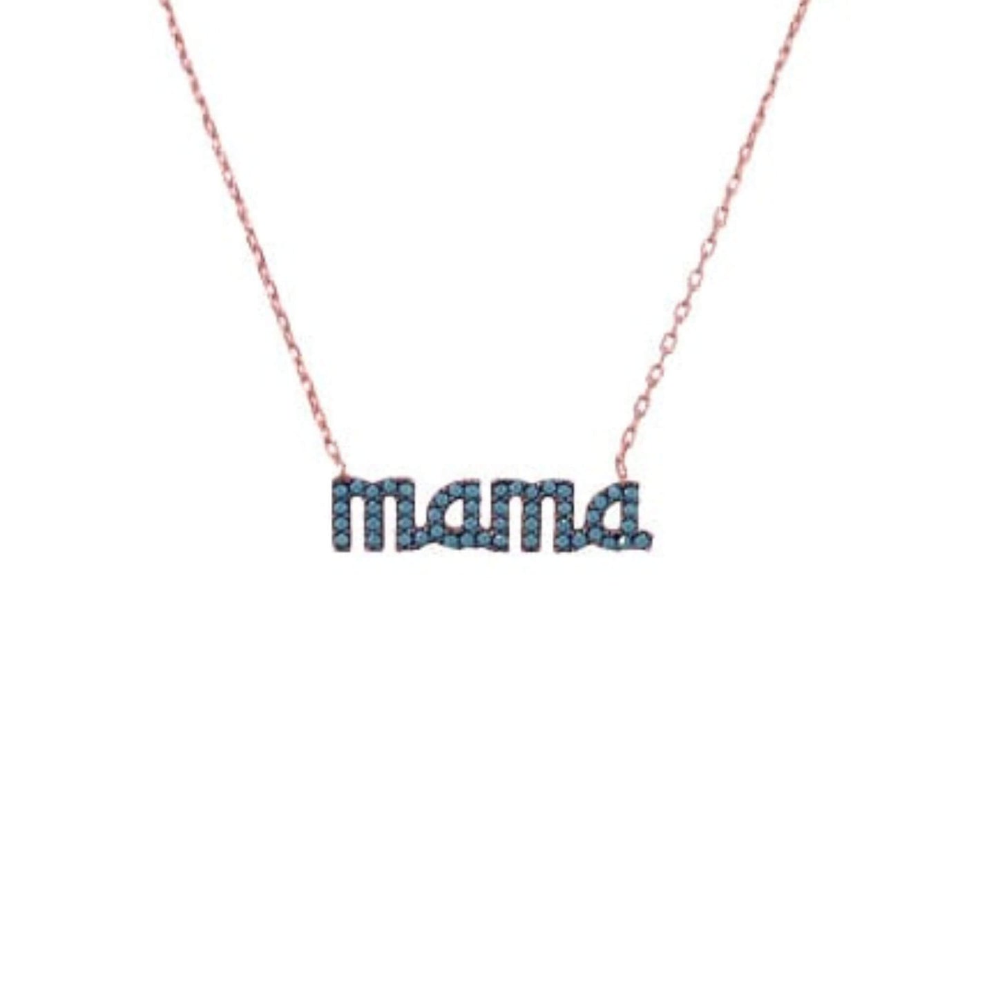 COLLAR MAMA PLATA ACABADO ROSA TURQUESAS