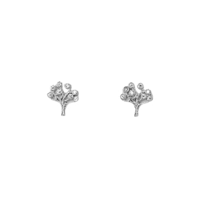 PENDIENTES ARBOL DE LA VIDA PLATA ACABADO RODIO CIRCONITAS CIERRE PRESION