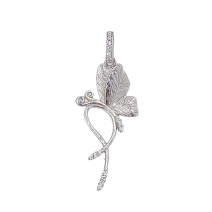 COLGANTE FLOR PLATA ACABDO RODIO CIRCONITAS