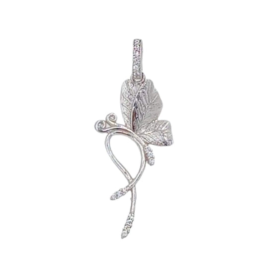 COLGANTE FLOR PLATA ACABDO RODIO CIRCONITAS