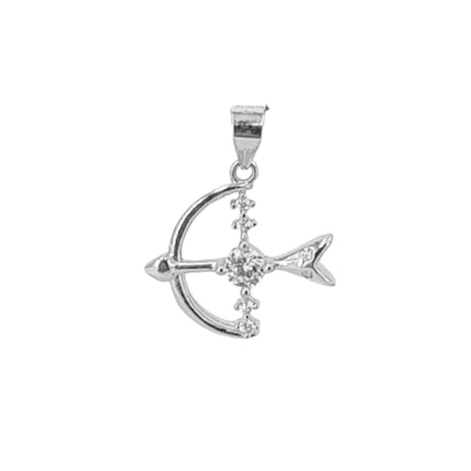 COLGANTE ARCO FLECHA PLATA ACABADO RODIO CIRCONITAS LISO BRILLO