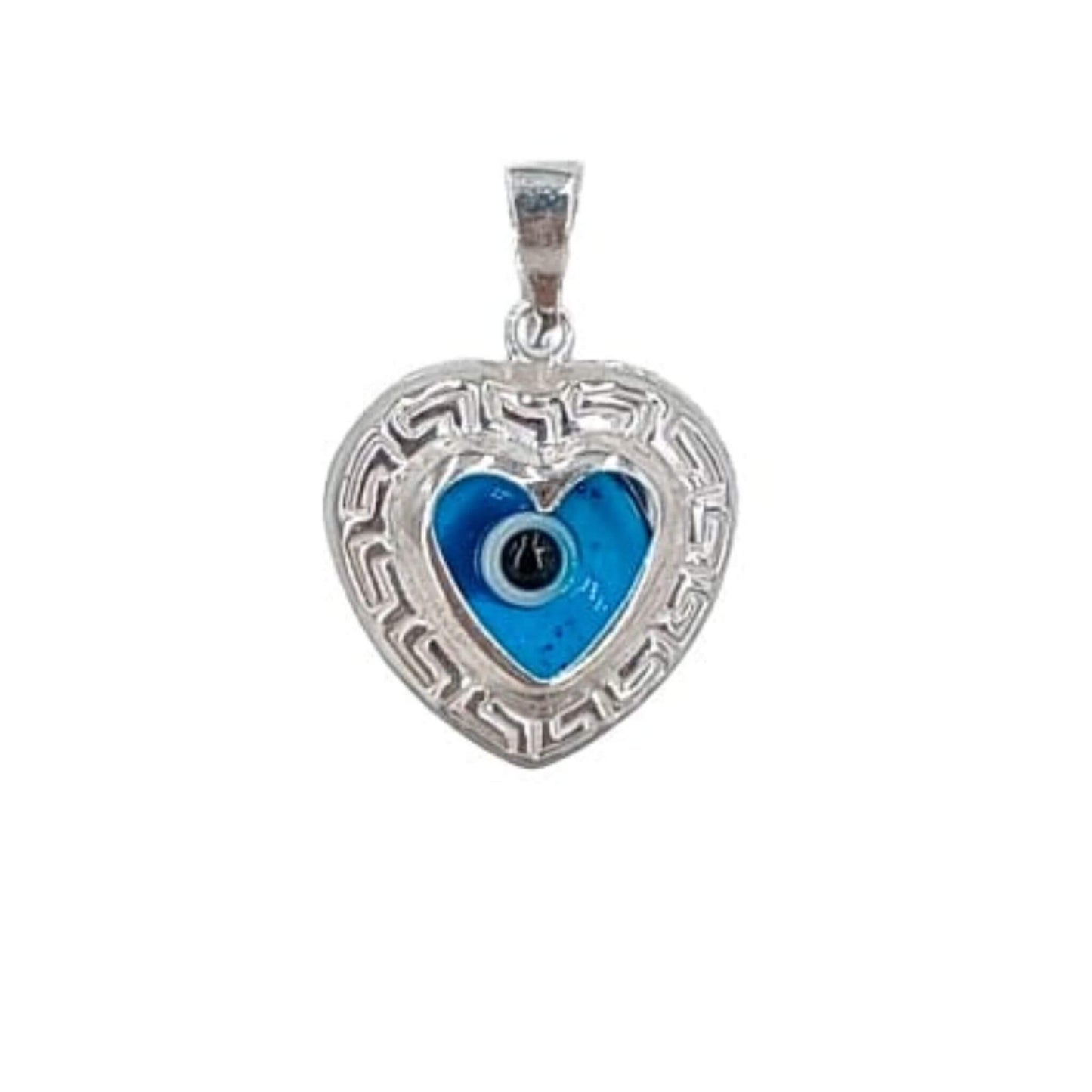 COLGANTE CORAZON OJO TURCO PLATA ACABADO PLATEADO