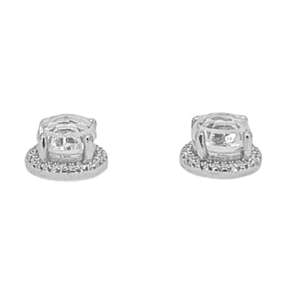 PENDIENTES PLATA ACABADO RODIO CIRCONITAS CIERRE PRESION