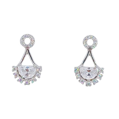 PENDIENTES PLATA ACABADO RODIO CIRCONITAS CIERRE PRESION