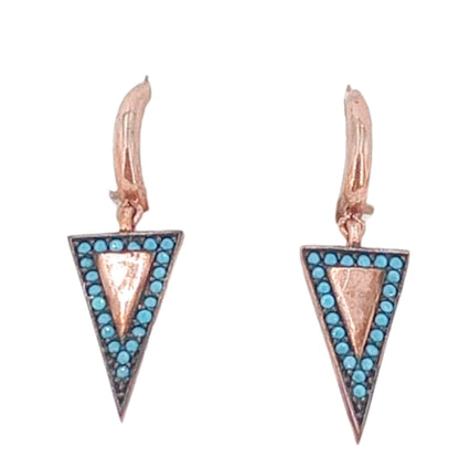 PENDIENTES PLATA ACABADO ROSA TURQUESAS CIERRE CATALAN