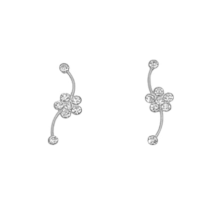 PENDIENTES PLATA ACABADO RODIO CIRCONITAS CIERRE PRESION