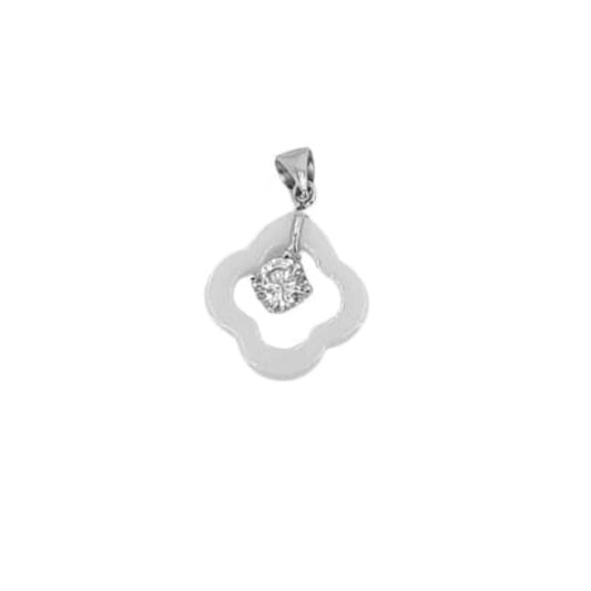 COLGANTE CRUZ  CERAMICA PLATA ACABADO RODIO CIRCONITA