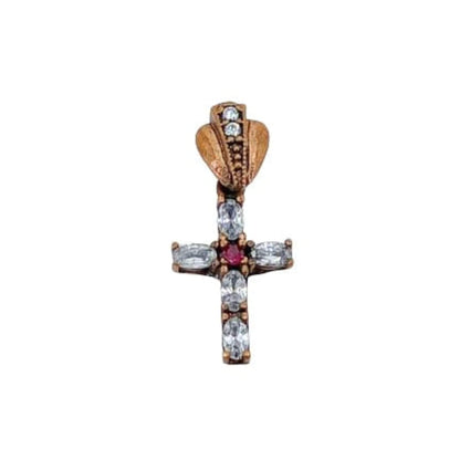 CRUZ PLATA BRONCE ACABADO PLATEADO CIRCONITAS PIEDRAS NATURALES