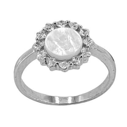 ANILLO PLATA NACAR ACABADO RODIO CIRCONITAS