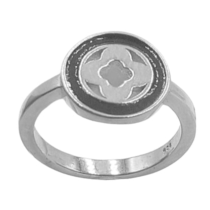 ANILLO CRUZ PLATA ACABADO RODIO ESMALTE NEGRO LISO BRILLO