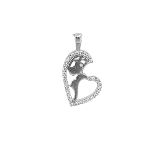 COLGANTE CORAZON PLATA ACABADO RODIO CIRCONITAS