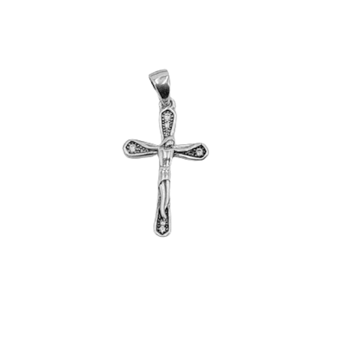 CRUZ CRISTO RELIEVE PLATA ACABADO RODIO