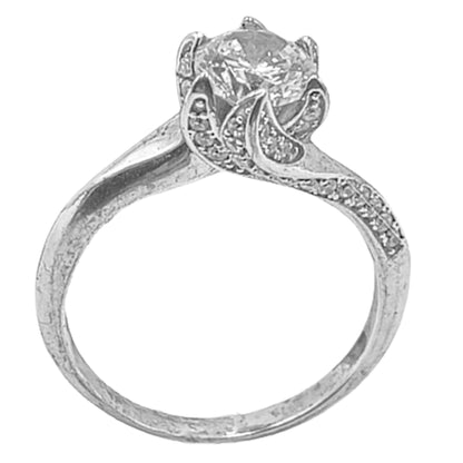 ANILLO SOLITARIO PLATA ACABADO RODIO CIRCONITAS