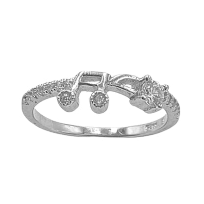 ANILLO NOTA MUSICAL PLATA ACABADO RODIO CIRCONITAS