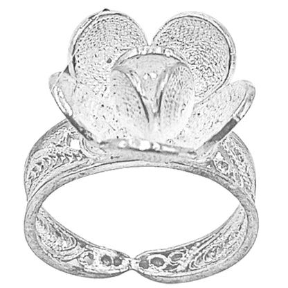 ANILLO FLOR PLATA ACABADO PLATEADO CALADO