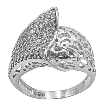 ANILLO PLATA ACABADO RODIO CIRCONITAS CALADO