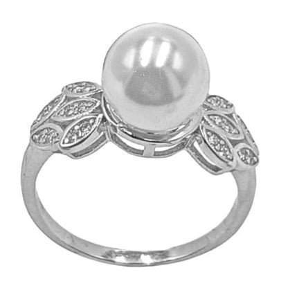 ANILLO PLATA ACABADO RODIO PERLA CIRCONITAS