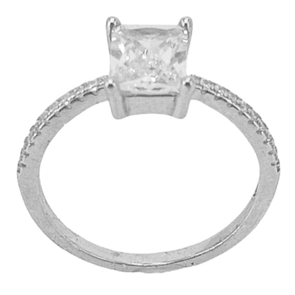 ANILLO SOLITARIO PLATA ACABADO RODIO CIRCONITAS