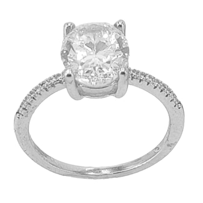 ANILLO SOLITARIO PLATA ACABADO RODIO CIRCONITAS