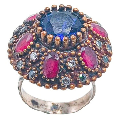 ANILLO PLATA BRONCE ACABADO PLATEADO PIEDRAS NATURALES