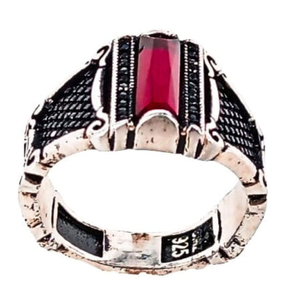 SILVER SIGNET RING WITH SILVER FINISH AND NATURAL ZIRCONIA STONE
