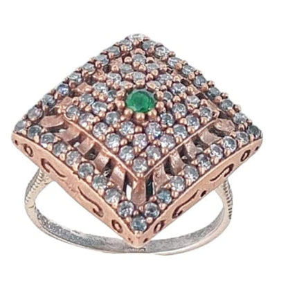 ANILLO PLATA ACABADO PLATEADO ROSA CIRCONITAS