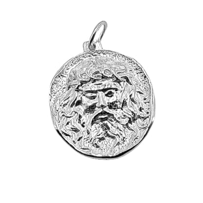 MEDALLA CABEZA DE CRISTO PLATA ACABADO PLATEADO