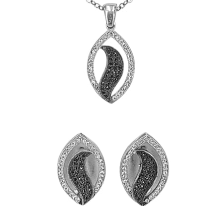 CONJUNTO COLLAR PENDIENTES CIRCONITAS PLATA ACABADO RODIO