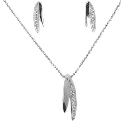 CONJUNTO COLLAR  PENDIENTES PLATA ACABADO RODIO CIRCONITAS CIERRE PRESION